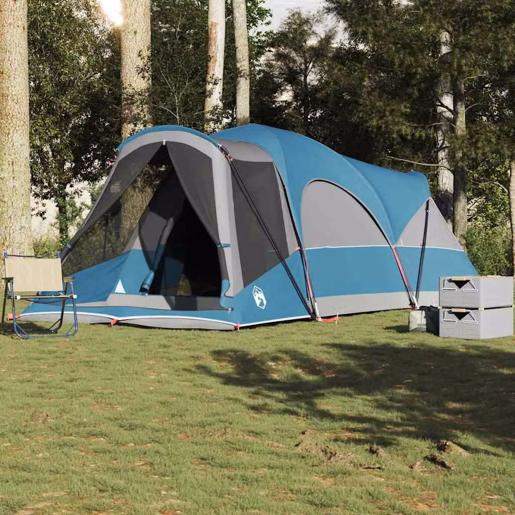 Tenda Familiare a Tunnel vidaXL per 8 Persone Blu Impermeabile in Poliestere