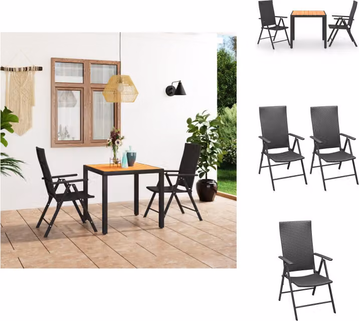 vidaXL Set da pranzo da giardino a 3 pezzi nero e marrone - Set di mobili da giardino