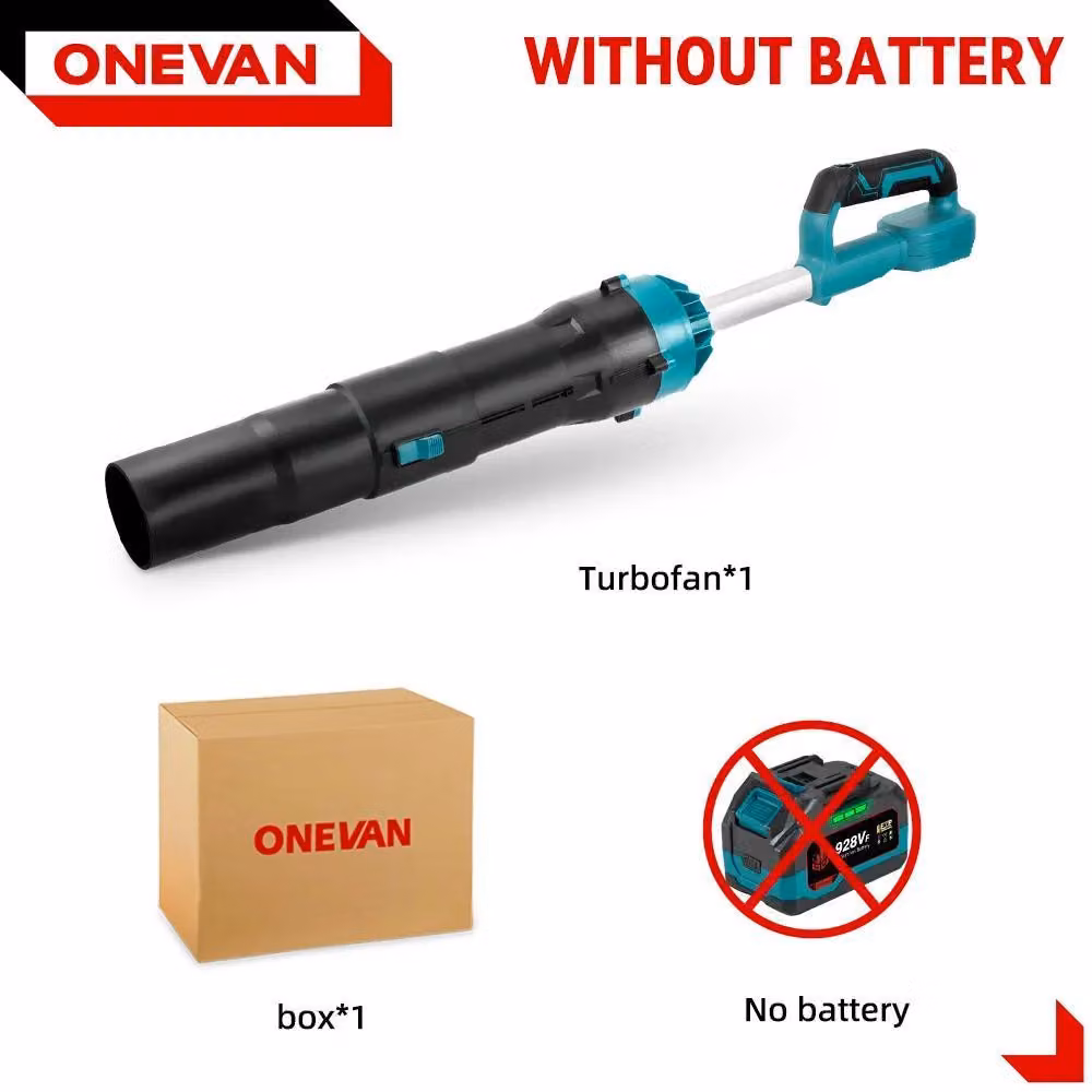 Soffiatore elettrico per foglie - Soffiatore turbo - 8000 W - Motore brushless - Utensile portatile senza fili - Senza batteria - Compatibile con batterie da 18 V