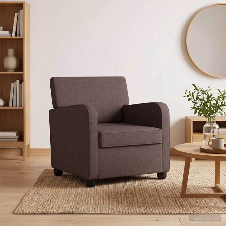Poltrona Lounge Moderna vidaXL in Tessuto Marrone con Braccioli