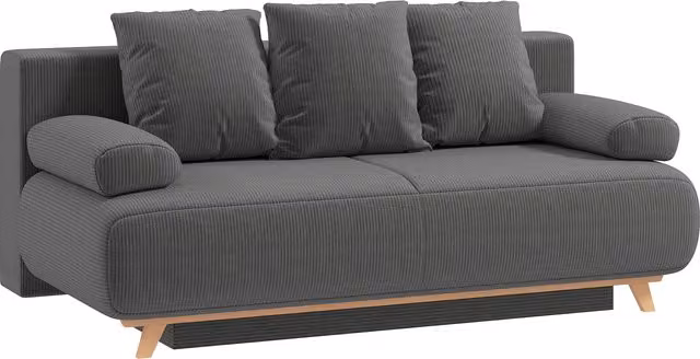 Divano letto HOMCOM in velluto a coste grigio con schienale reclinabile e vano contenitore
