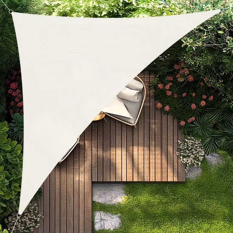 Telo ombreggiante triangolare - 3x3x4,25 metri - Poliestere - Color crema