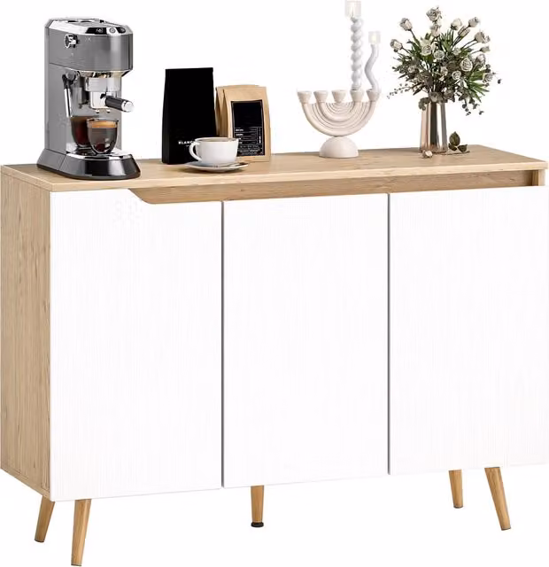 Mobile ingresso con 3 ante e ripiani regolabili ¨C Xylo ¨C Rovere e bianco 107x35x76,5 cm