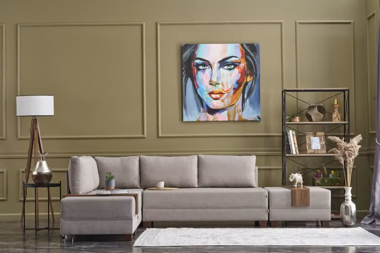 Hanah Home, Fly Left - Crema, divano letto, divano angolare con funzione letto, crema, cotone, 210 x 70 x 280 x cm