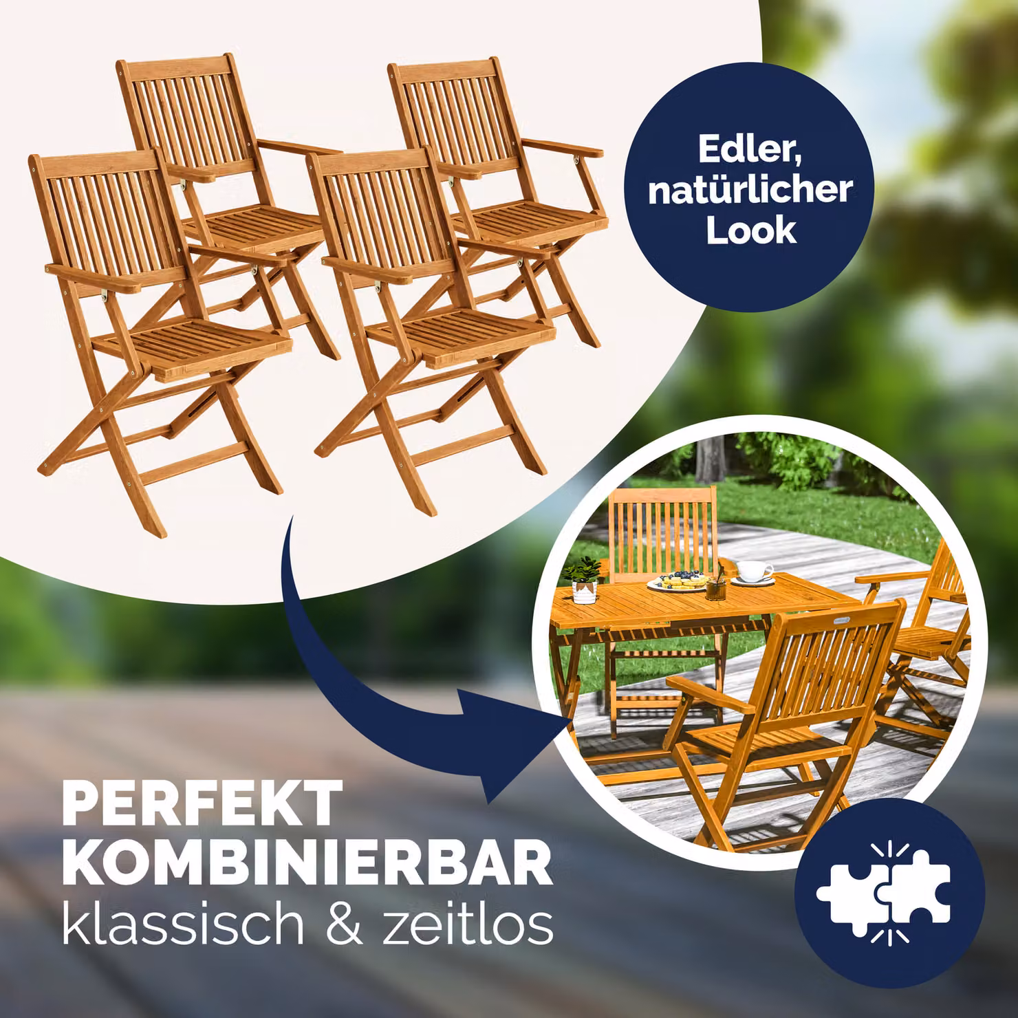 Set di 4 sedie da giardino Sydney Casaria in legno di acacia certificato FSC color marrone oliato – 4