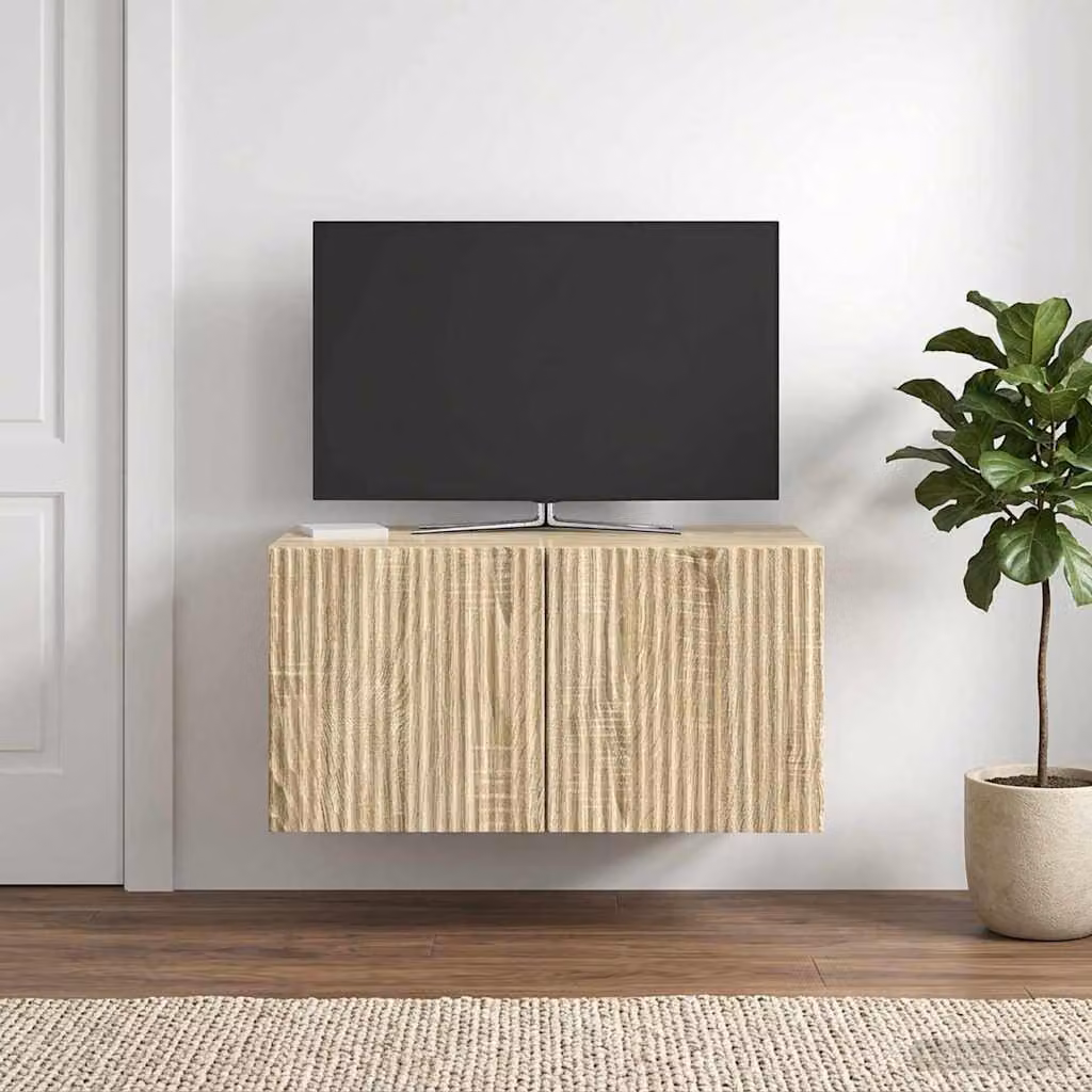vidaXL Mobile Porta TV da Muro Moderno in Legno Marrone L/P/H: 59,5 x 41 x 30 cm