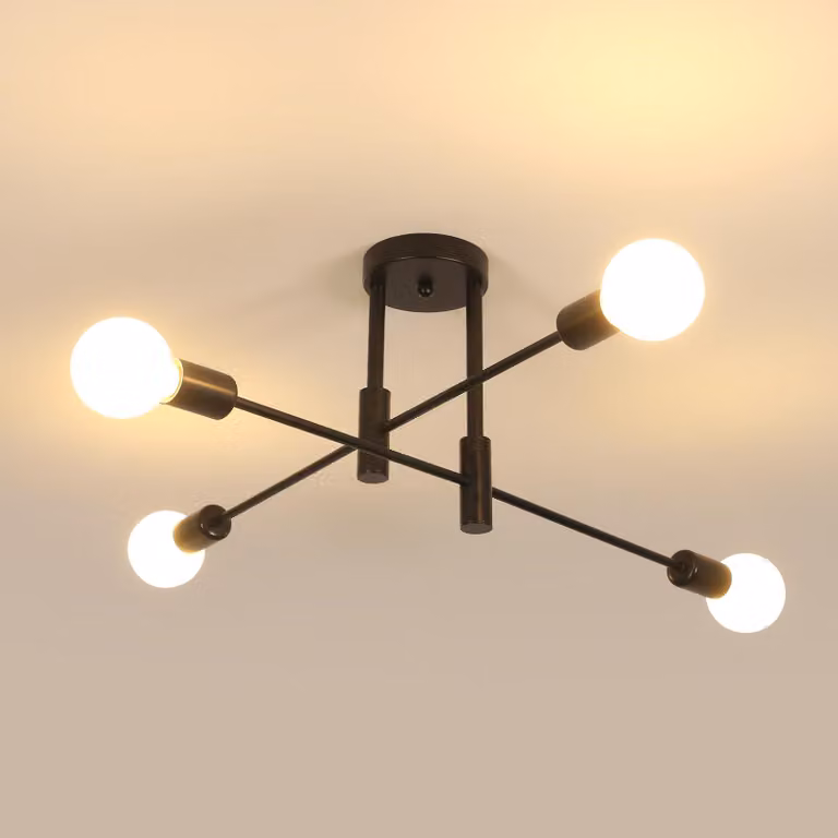 Lampada a sospensione Sputnik, attacco E27, design vintage, con 4 bracci, girevole a 180°