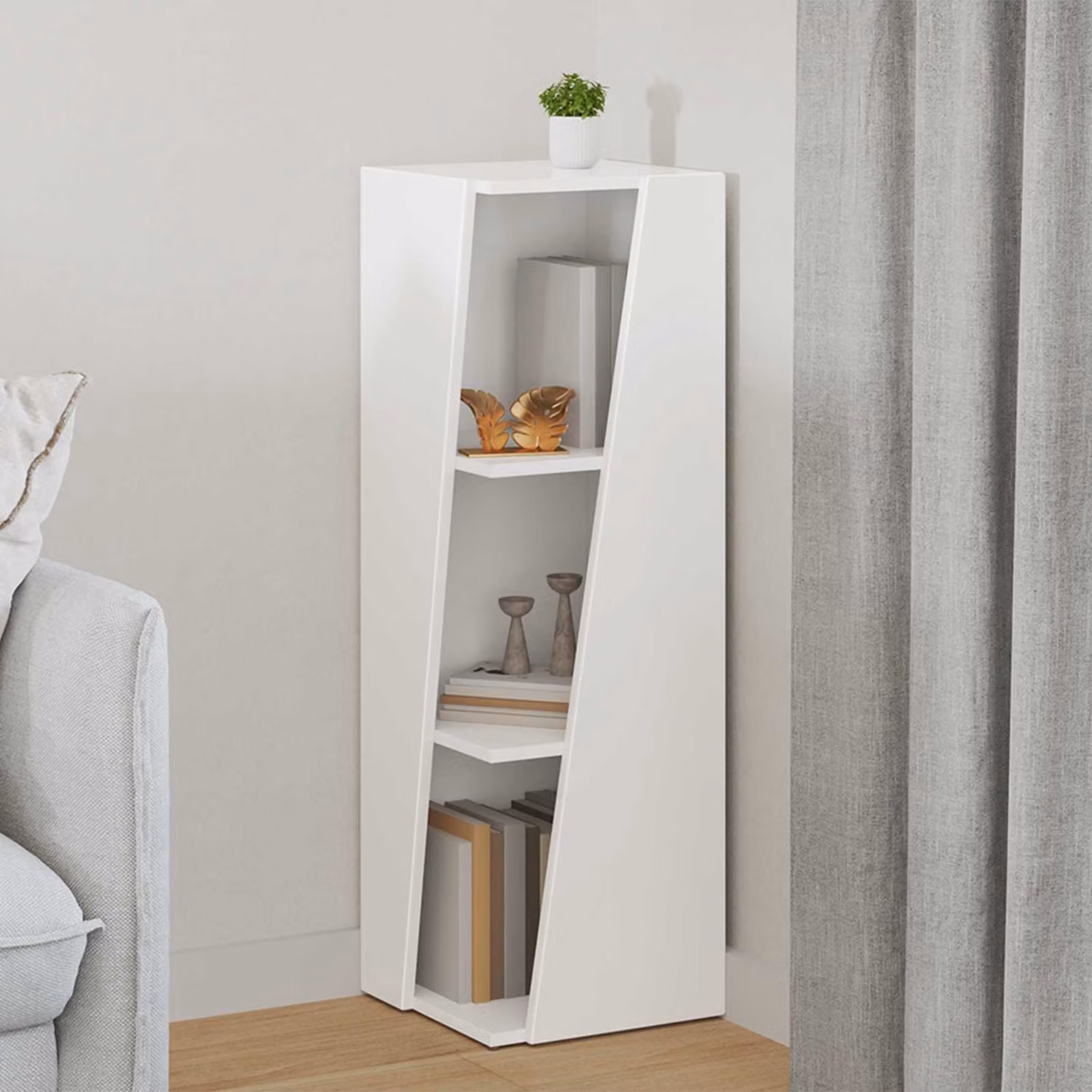 vidaXL Mensola laterale moderna in legno MDF bianco H 100,5 x L 33 x P 32 cm