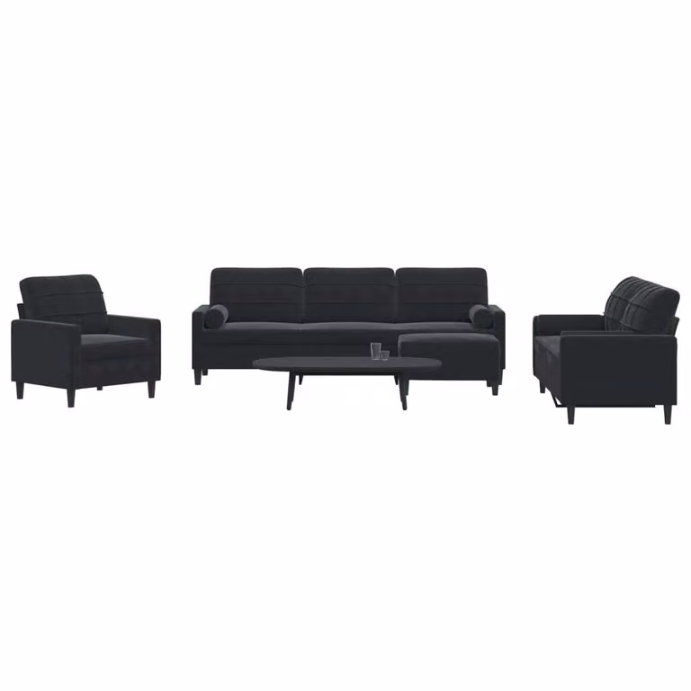 Maison Exclusive - Set divano 4 pezzi con cuscini e cuscini cervicali in velluto nero