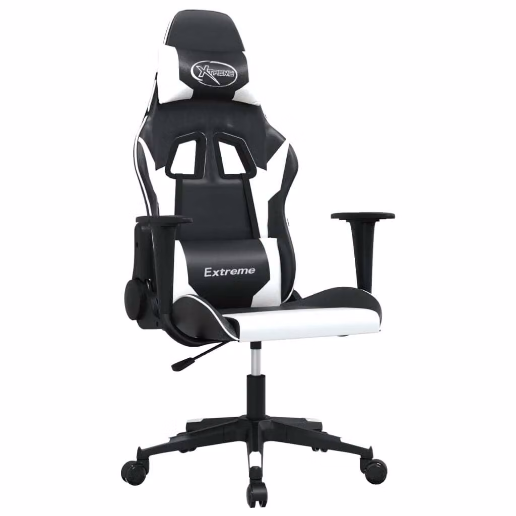 Sedia da Gaming Nero e Bianco in Pelle finta