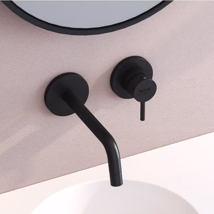 Kronenbach Lima 2.0, miscelatore monocomando da parete per lavabo, colore nero, 17,5 cm, completo di corpo principale