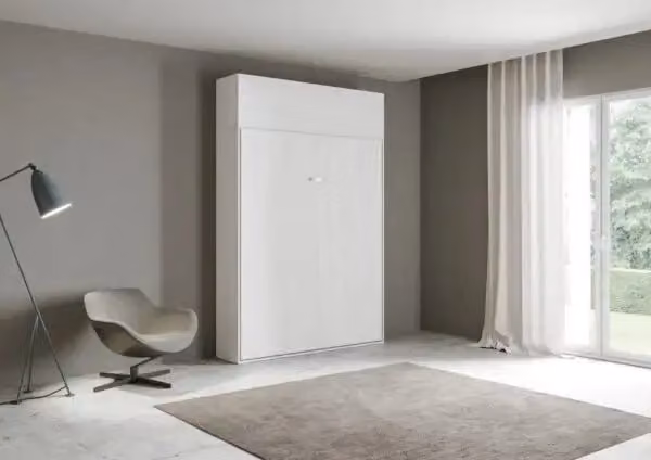 Letto a scomparsa una piazza e mezzo Kentaro Itamoby con pensile bianco frassino