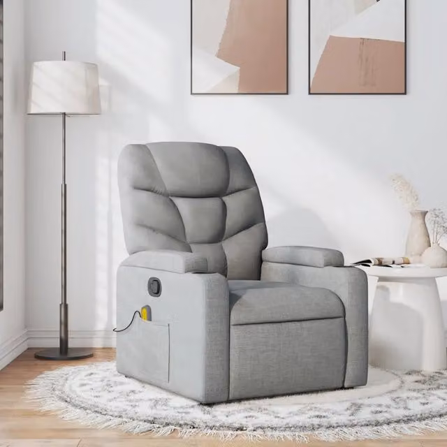 Poltrona Relax Reclinabile vidaXL in Tessuto Grigio con Braccioli e Regolazione Manuale – 1