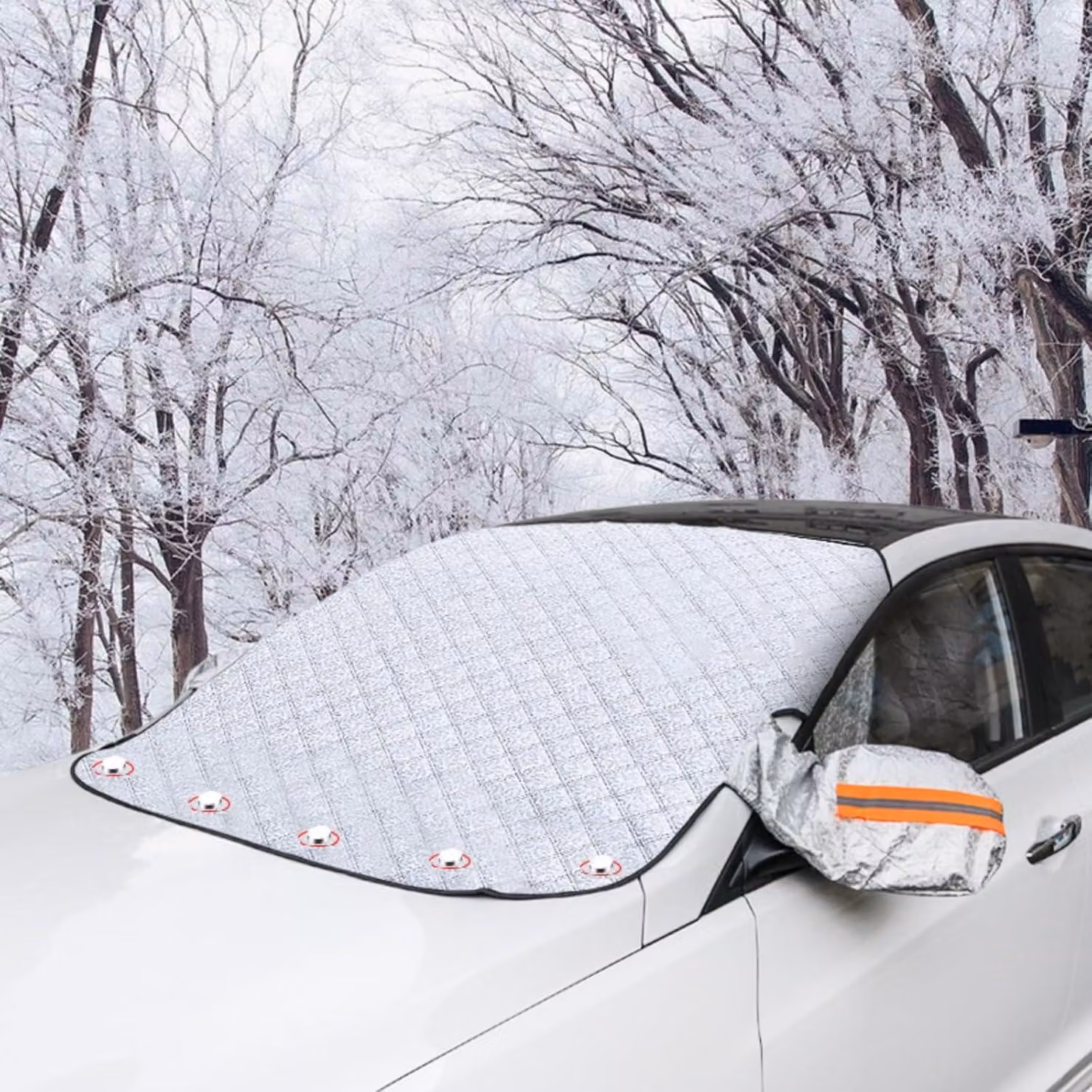 Copri parabrezza auto magnetico pieghevole sole neve gelo 225x110cm