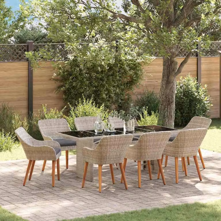 Maison Exclusive - Set da Pranzo per Giardino 9 pcs Grigio chiaro polyrattan