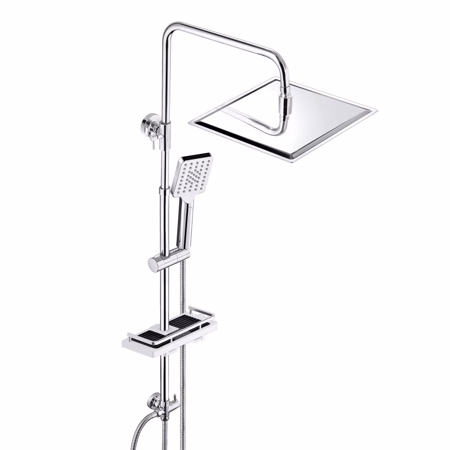 JOHO doccia a pioggia Soffione doccia set doccia a pioggia sistema doccia con mensola cromo (soffione 20x20cm)