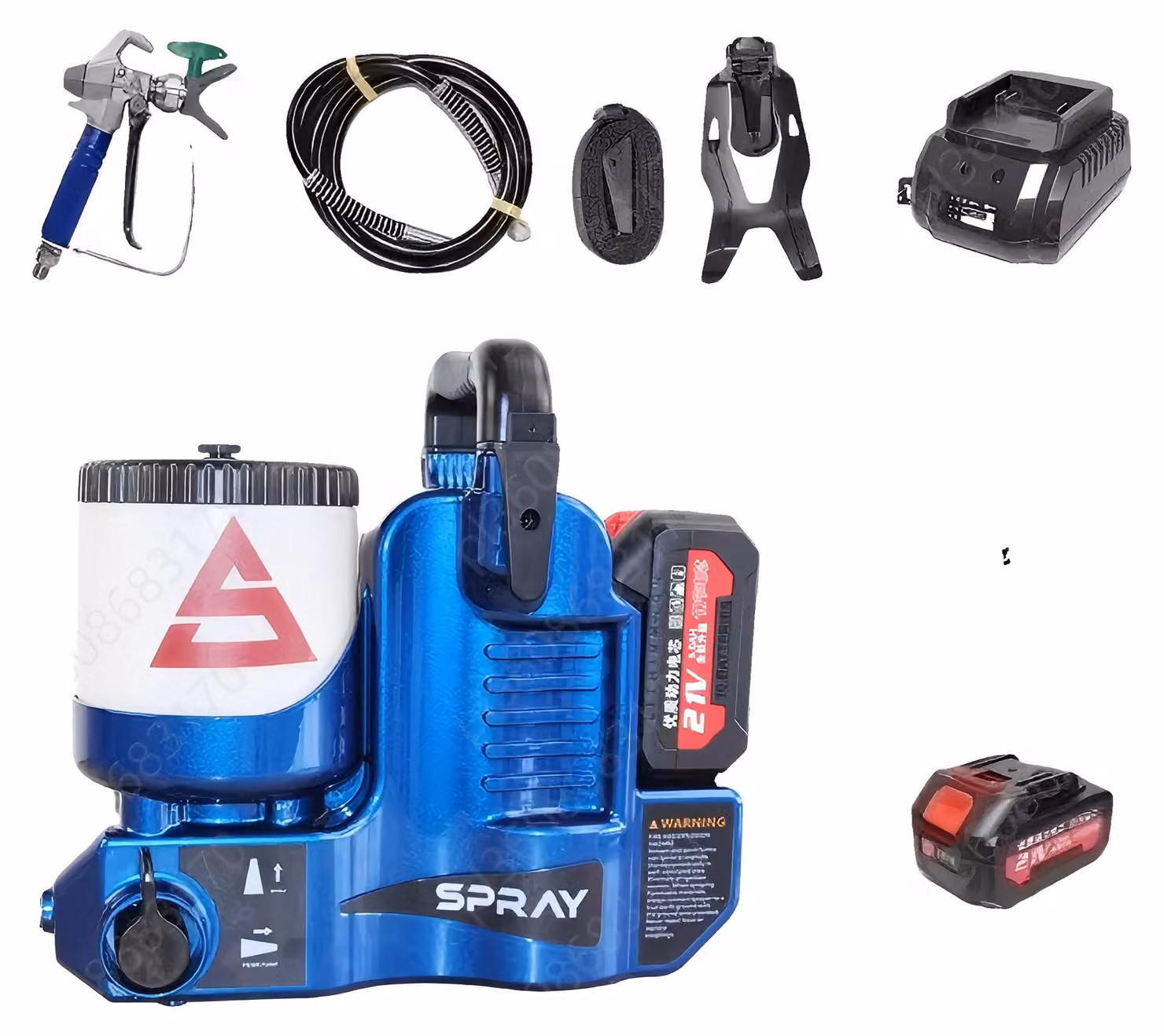 Pistola a spruzzo senza aria, 500W, 2200 PSI, alta efficienza, serbatoio da 1,2L, design portatile a mano, alimentazione a batteria