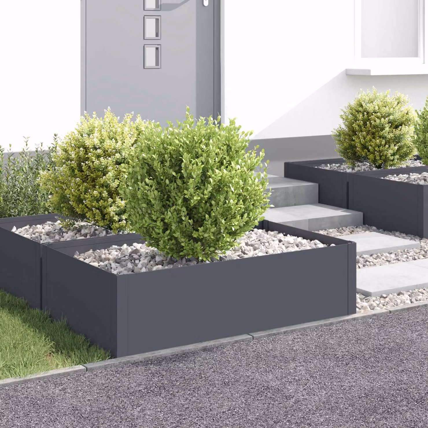 Set di 4 bordure per prato vidaXL in acciaio colore antracite L 100 x P 60 x H 35 cm