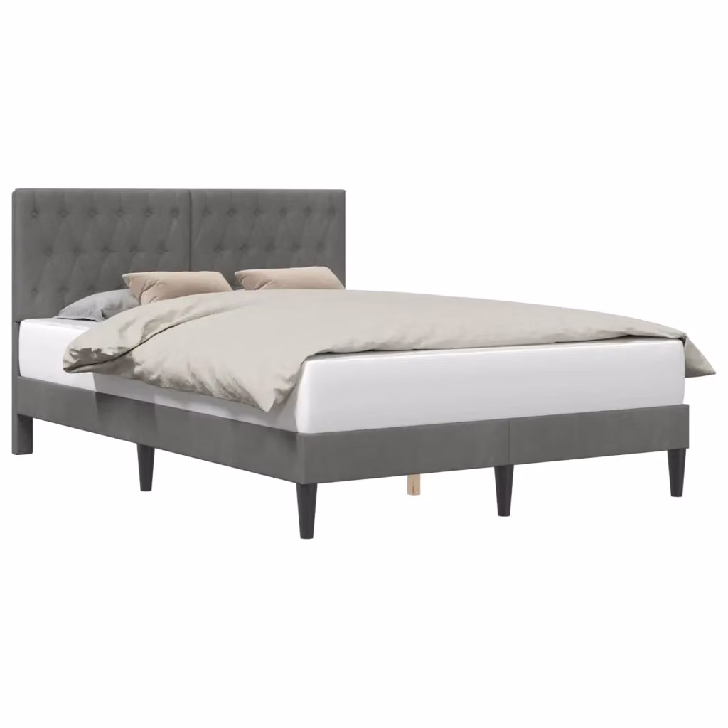 Struttura del letto con giroletto in velluto grigio DESIGN IN L/P: 140 x 190 cm – 2