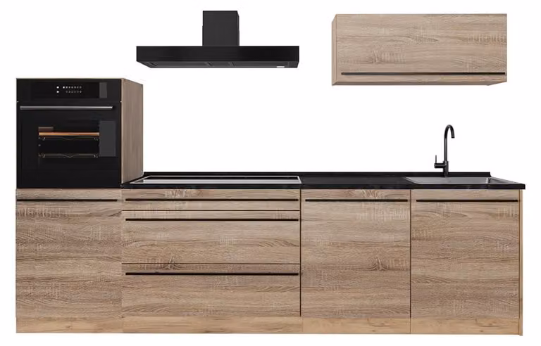 Cucina componibile Vicco R-Line Sonoma/Rovere dorato 280 cm senza piano di lavoro, Model 67264