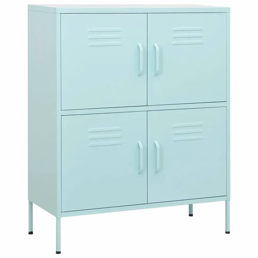 Armadietto da parete vidaXL Menta in metallo con ante a battente e ripiani interni, colore verde opaco, L: 80 cm, P: 35 cm, H: 101,5 cm – 2