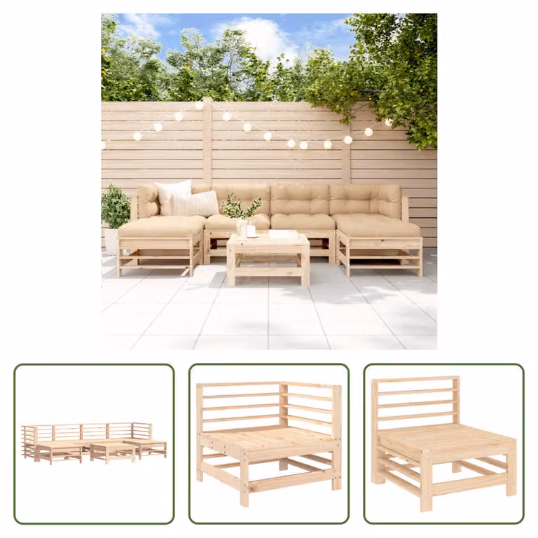 The Living Store Set da giardino in pino massiccio da 7 pezzi