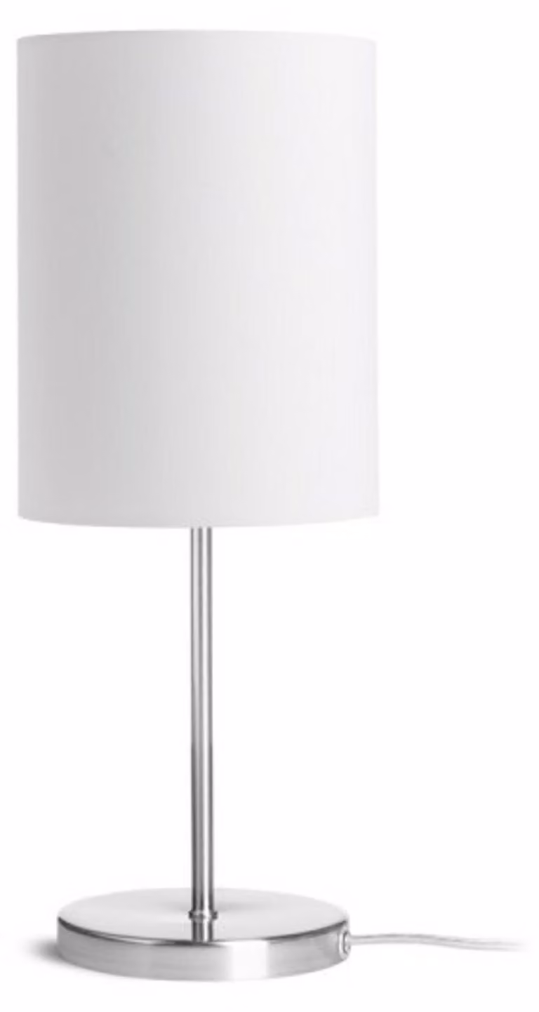 RED - DESIGN RENDL RENDL NYC/RON 15/20 Lampada da tavolo, tessuto misto cotone, bianco/nichel, 230 V, E27, 7 W, R14056