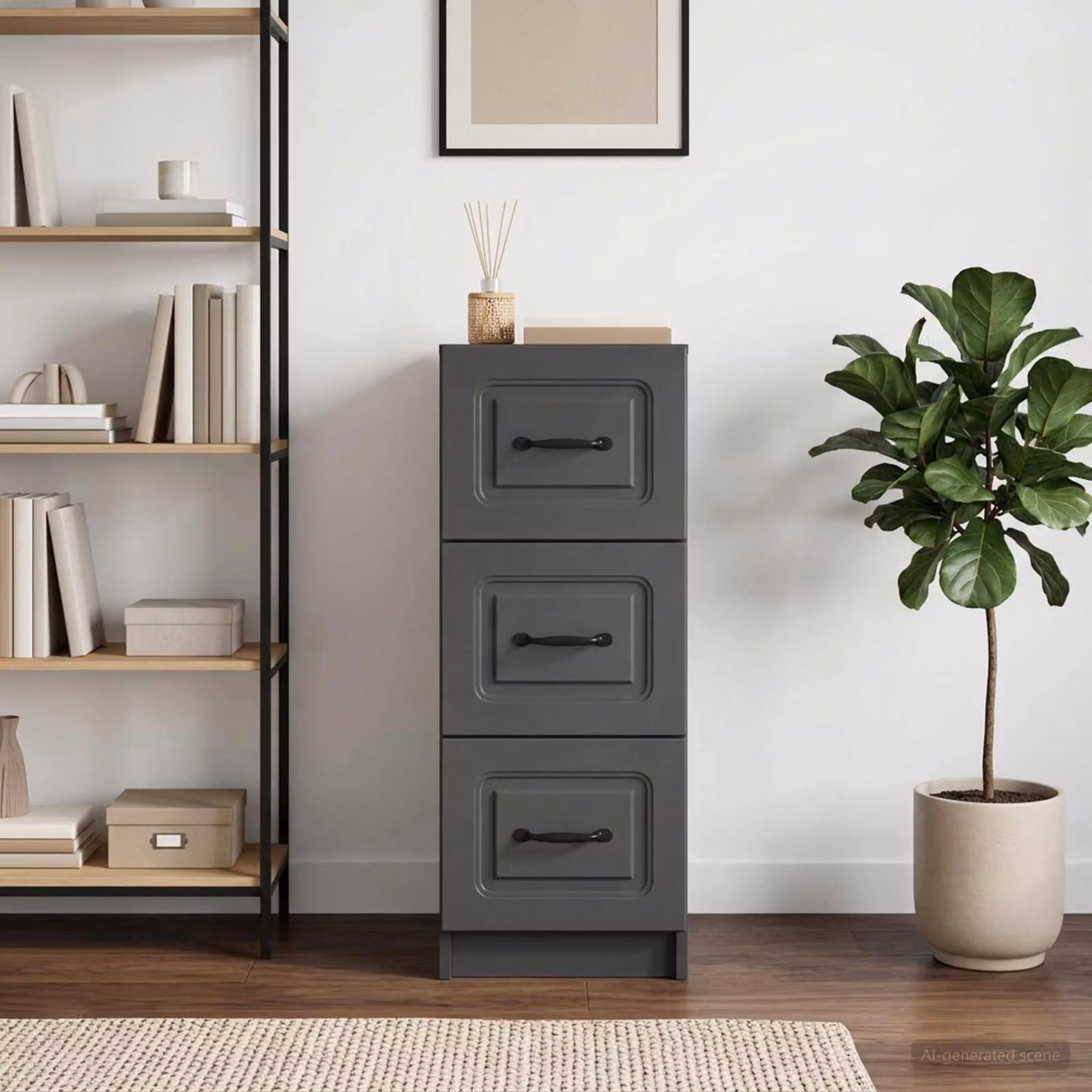 Carrello mobile con cassetti vidaXL in legno ingegnerizzato nero L: 33 cm, P: 34,5 cm, H: 87 cm