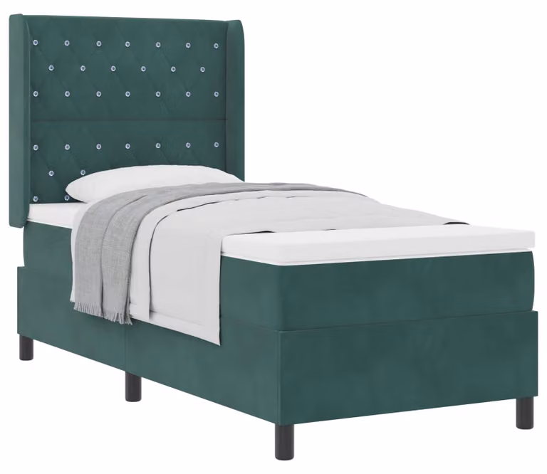 Maison Exclusive - Letto boxspring con materasso verde scuro 90 x 190 cm velluto