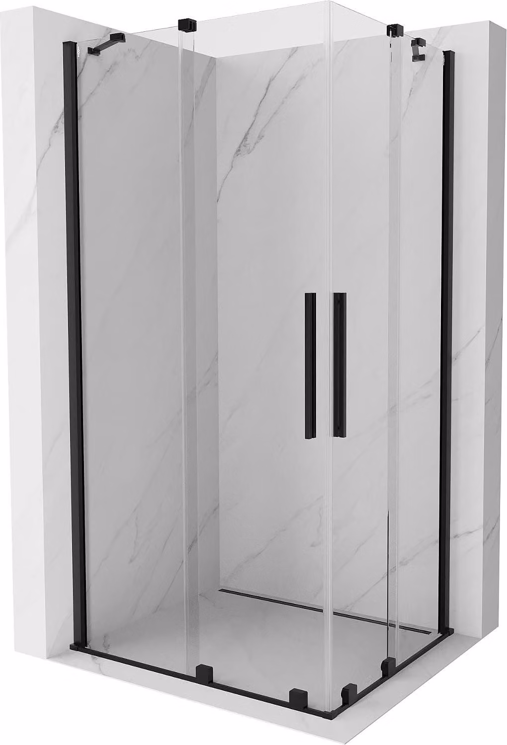 Mexen Velar Duo cabina doccia scorrevole 100 x 90 cm, trasparente, nero - 871-100-090-02-70