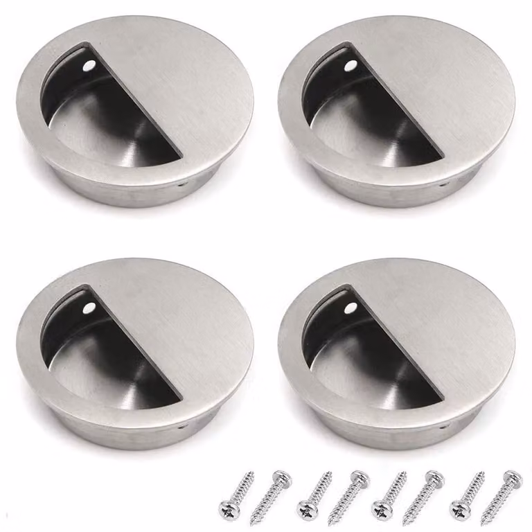 Set di 4 maniglie rotonde in acciaio inossidabile, da incasso