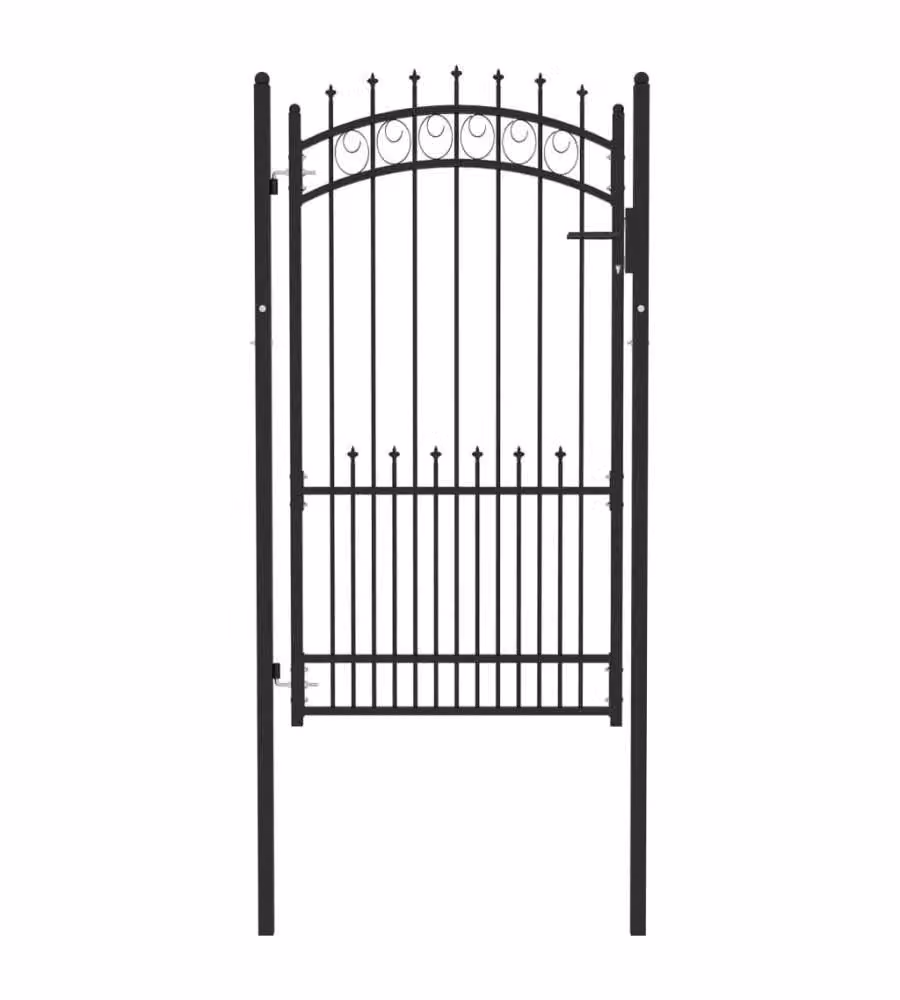 Cancello per Recinzione con Punte in Acciaio 100x175 cm Nero 146391