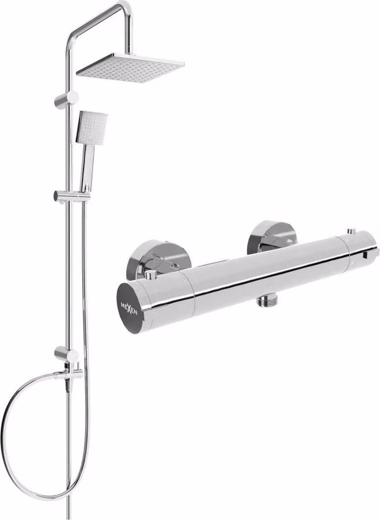 Mexen Tord set doccia esterno con soffione e miscelatore termostatico Kai, cromo - 77100200-00