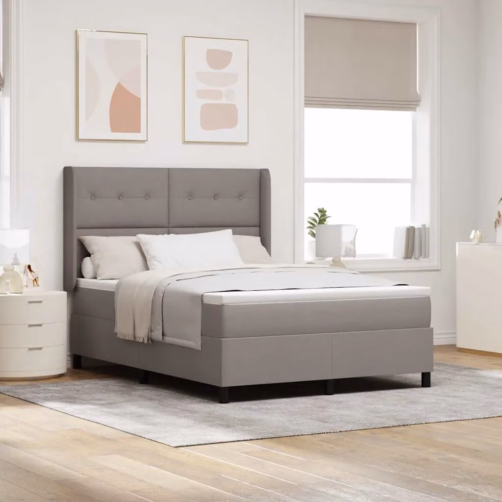 Letto ibrido con molle e schiuma vidaXL in tessuto beige o grigio L: 160 cm, P: 200 cm