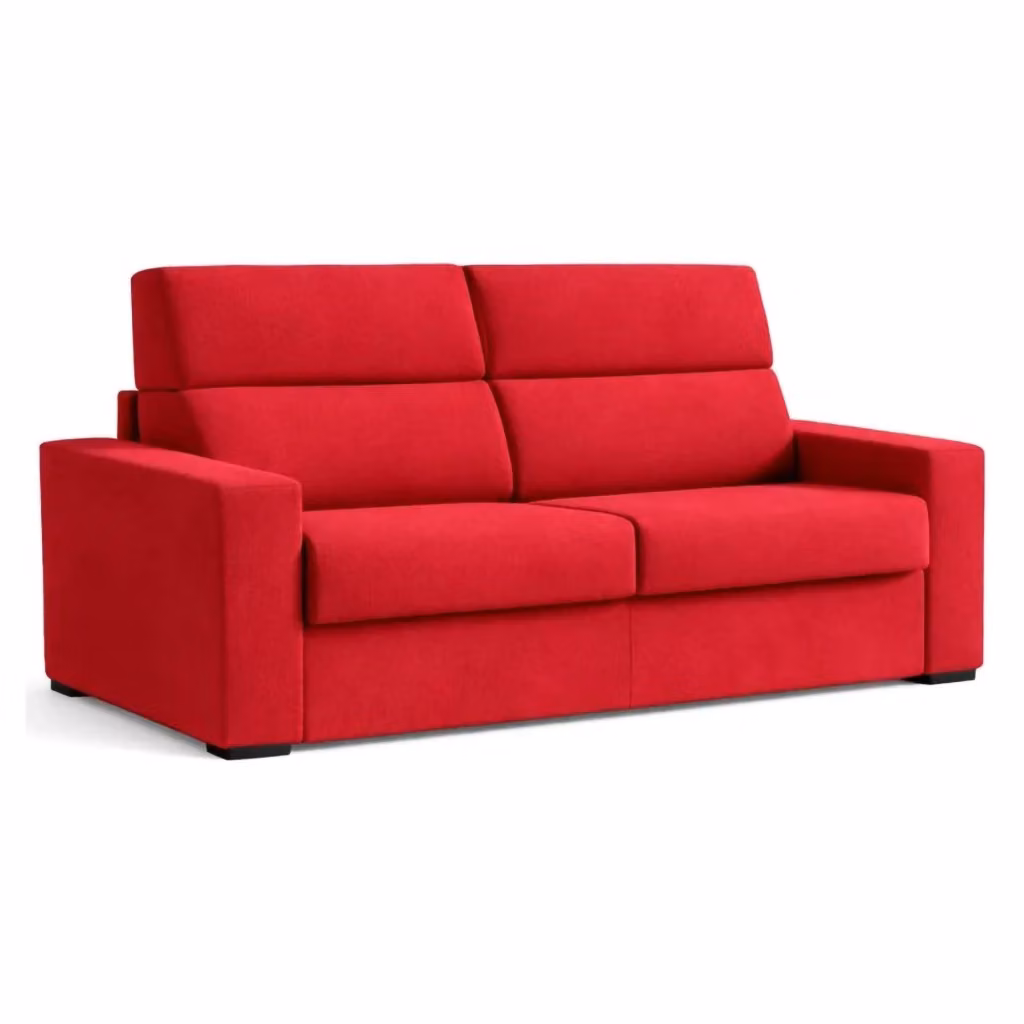 Divano Letto Ecate DMORA 2 Posti Rosso con Copertura Sfoderabile e Struttura in Legno Made in Italy L: 200 cm, P: 95 cm – 2