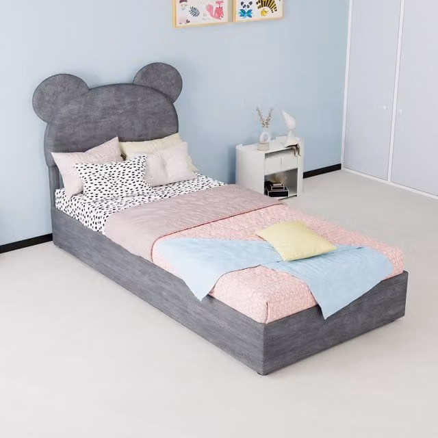 letto imbottito tessuto metallo grigio 90 x 200 cm