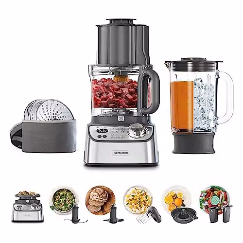 Kenwood MultiPro XL Weigh+ FDM72.990SS - Robot da cucina dotato di Bilancia e Timer integrati, 3 dischi in acciaio e ExpressDice, Ciotola da 3L, velocità variabile, 12 accessori, 1000 Watt