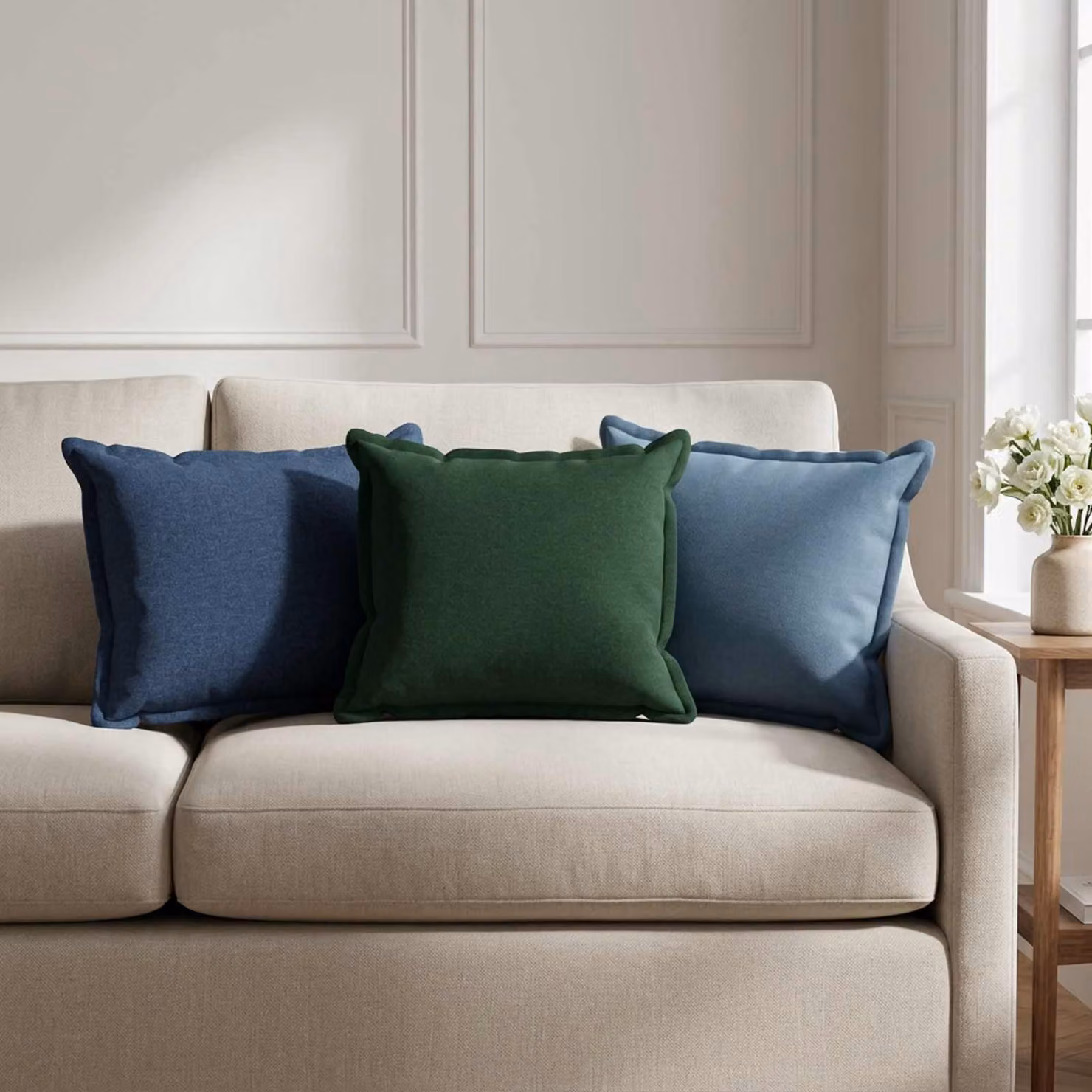 vidaXL Cuscino con cuscino HOUTEN 6 pz Blu Lino