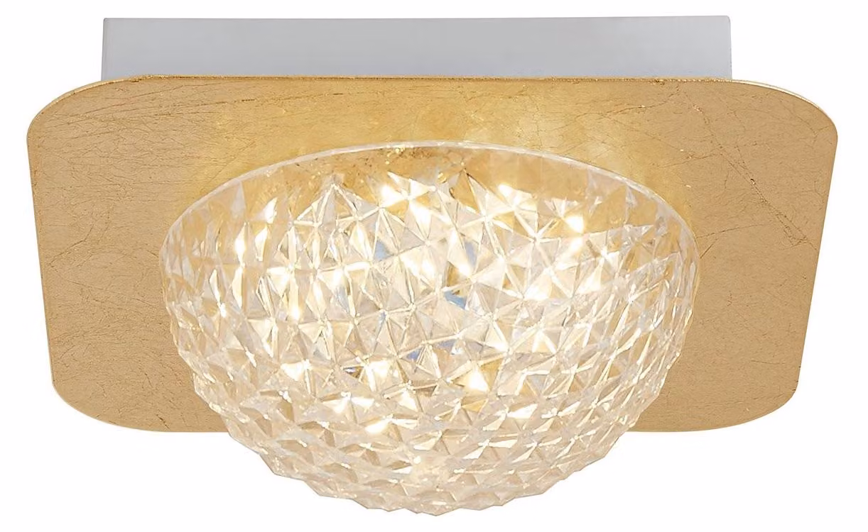 Plafoniera Contemporanea Celestia Acciaio Oro Policarbonato Bianco Led 6,5 3000K