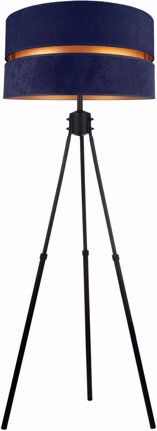 Lampada da terra soggiorno blu scuro-oro lampada da terra treppiede design moderno E27 della serie N340 (N340-DBDB)