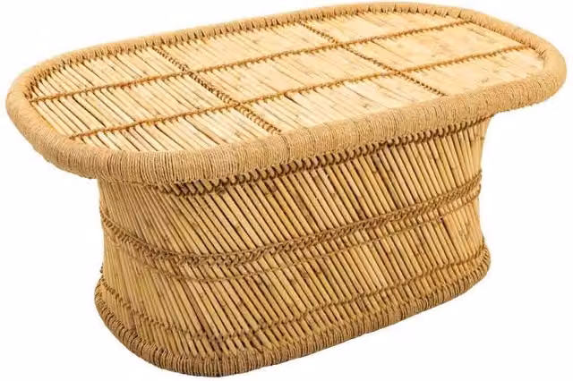 Tavolino ovale in bambù e rattan WANDERLUST DECO colore marrone e beige L: 102 cm, P: 65 cm, H: 45 cm