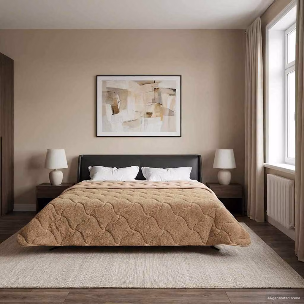Piumino estivo reversibile vidaXL in microfibra traspirante, colore tortora, L: 240 cm, P: 220 cm
