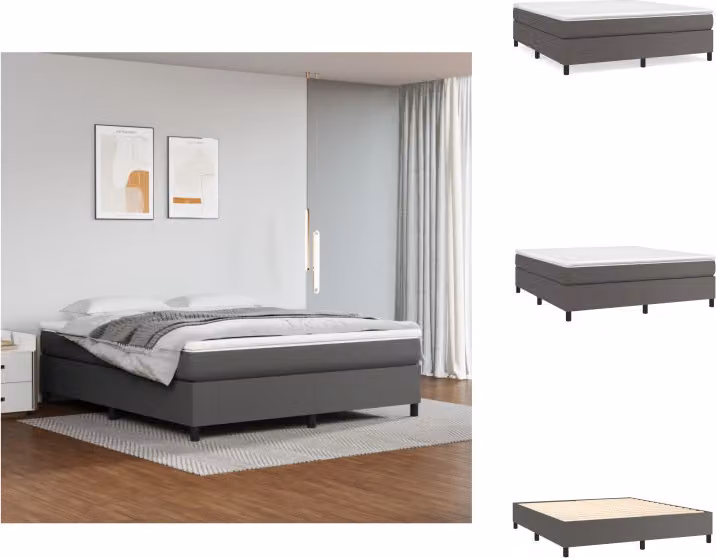 vidaXL Letto a molle insacchettate grigio 160x200 cm in Pelle finta - Letti e strutture letto