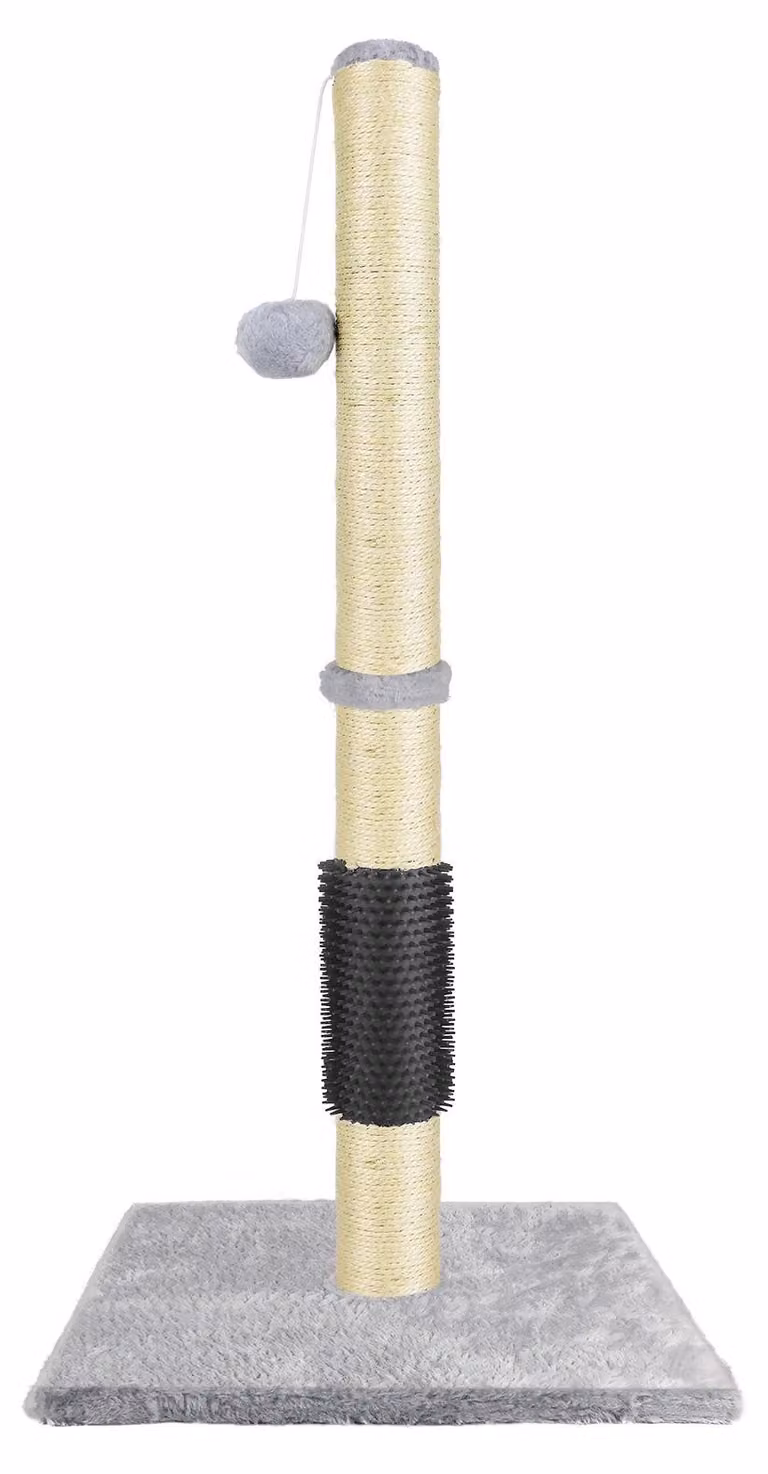 Albero per gatti - Tiragraffi - 80 cm - Legno - Un piano - Corda di sisal - Palla appesa - Giallo