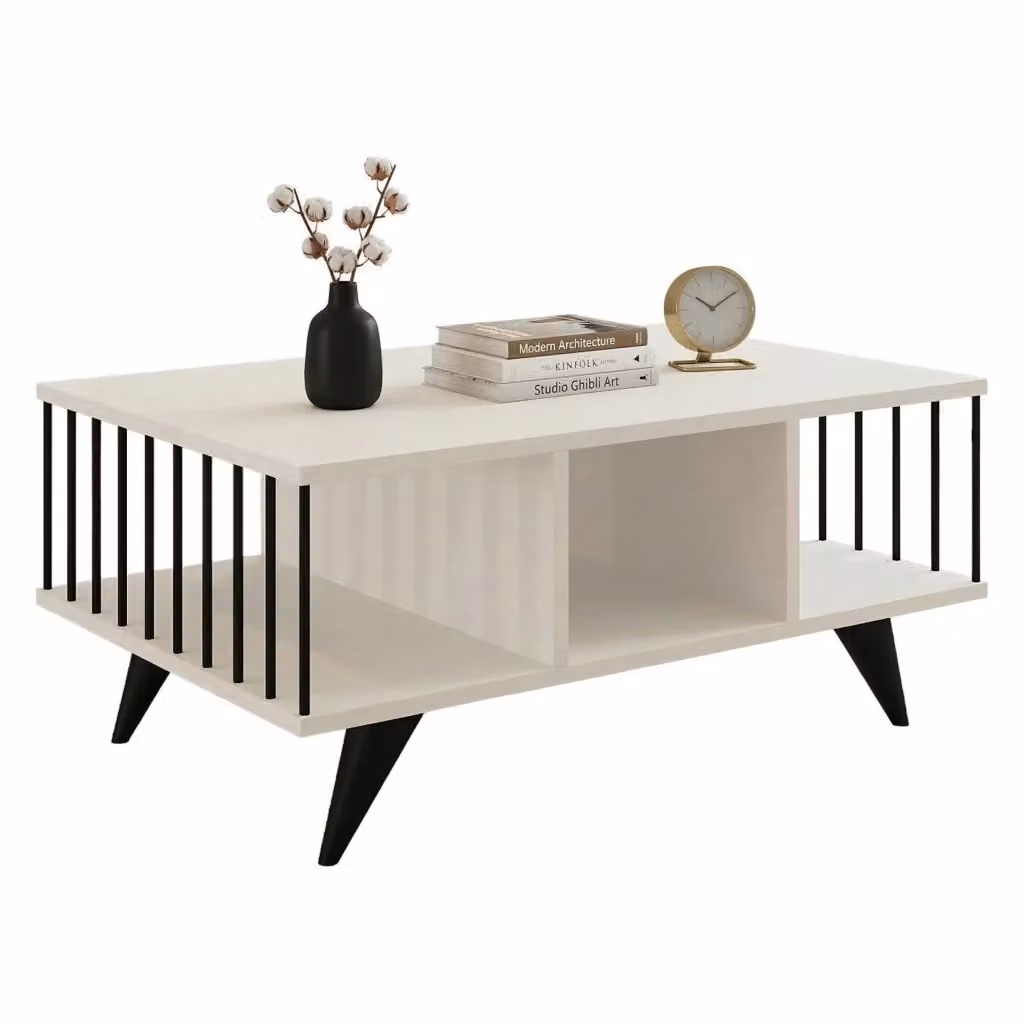 Tavolino da salotto Dogliani DMORA moderno rettangolare bianco L 90 cm x P 60 cm x H 40 cm – 2