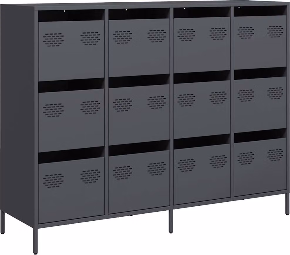Credenza Antracite 135x39x103,5 cm in Acciaio Laminato a Freddo