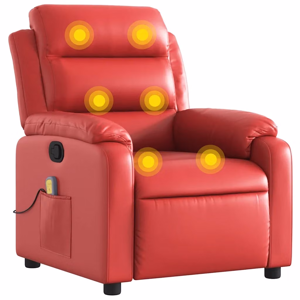 Poltrona Reclinabile Relax vidaXL in Similpelle Rossa con Braccioli – 2