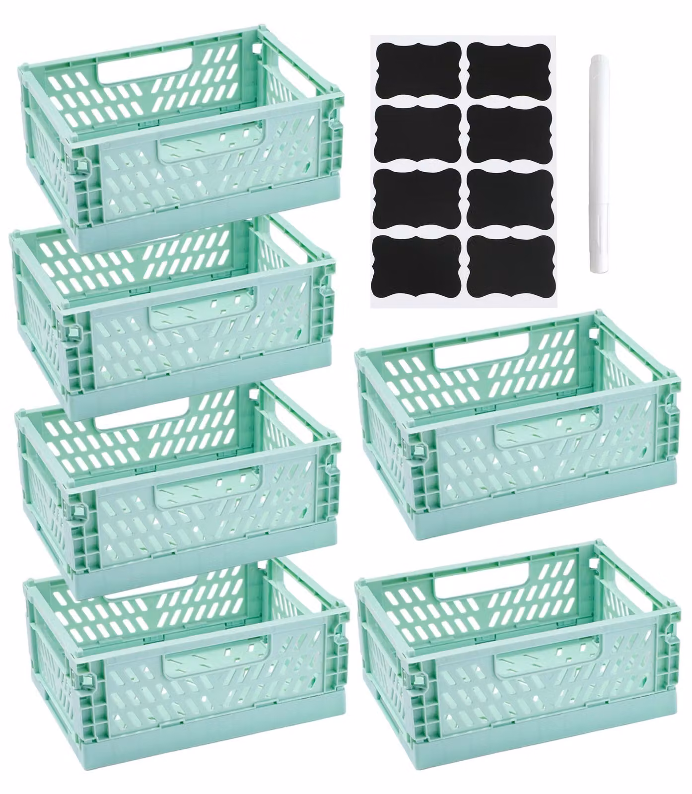 Set di 6 contenitori pieghevoli con maniglie