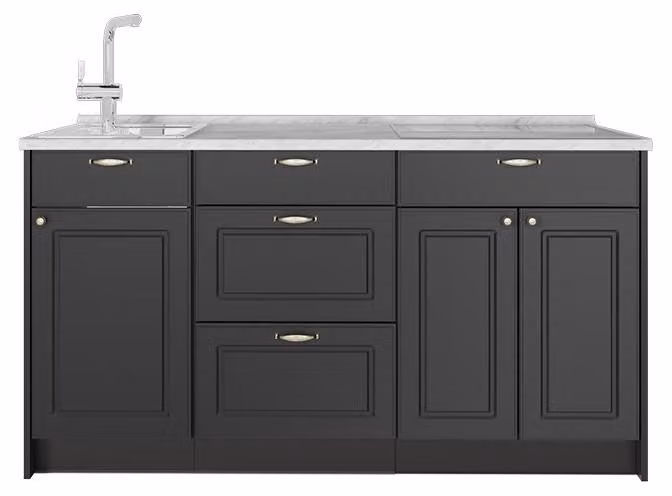 Cucine componibili piccole Vicco Fame-Line Oro-antracite rustico 150 cm, PL Marmo, Model 65373