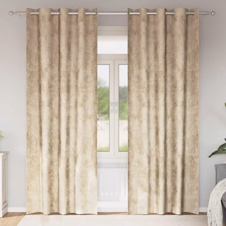 Set di 2 tende in velluto vidaXL beige, oscuranti e termoisolanti, H: 225 cm x L: 140 cm